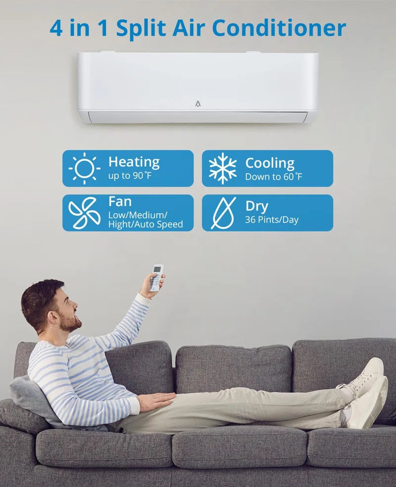 18000 BTU Ductless Mini Split Air Conditioner with Remote Included