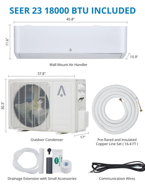 Load image into Gallery viewer, 18000 BTU Ductless Mini Split Air Conditioner with Remote Included

