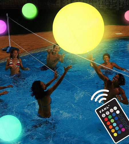 Pool Toys, LED Beach Ball Toy with 16 Color Changing Lights, Pool Games Beach Party Outdoor Games for Teens Adults Family, Glow in the Dark Party Supplies (1PC)