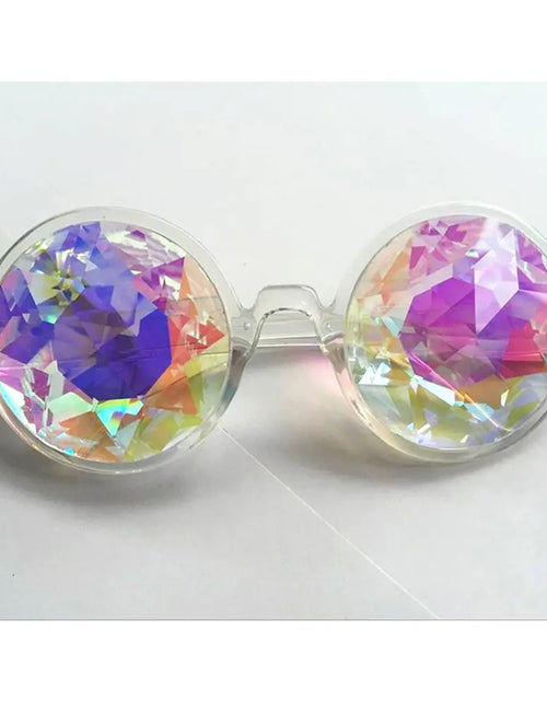 Load image into Gallery viewer, New Clear round Glasses Kaleidoscope Eyewears Crystal Lens Party Rave Music Festival Sunglasses Friend Gifts
