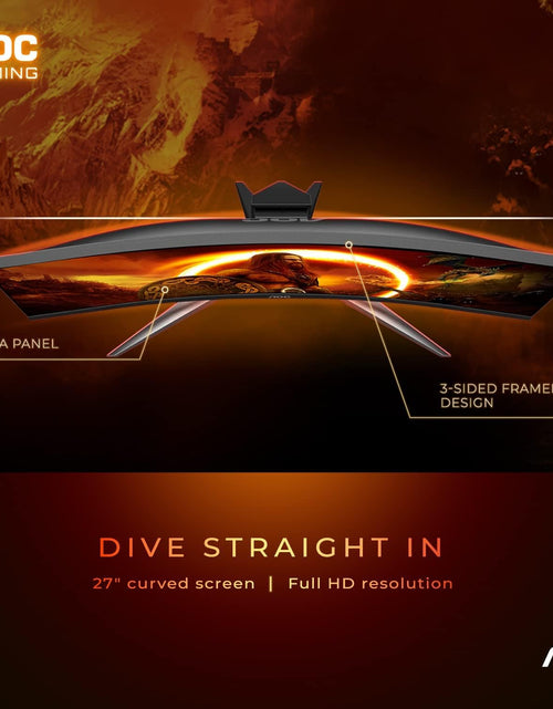 Load image into Gallery viewer, C27G2Z 27&quot; Curved Frameless Ultra-Fast Gaming Monitor, FHD 1080P, 0.5Ms 240Hz, Freesync, HDMI/DP/VGA, Height Adjustable, 3-Year Zero Dead Pixel Guarantee, Black, 27&quot; FHD Curved
