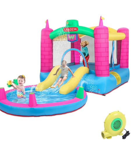 12.5' X 6.7' X 6.2' Inflatable Bounce House, Tank Jumper Water Spray Castle with 350W Air Blower
