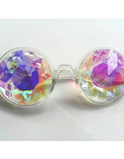 Load image into Gallery viewer, New Clear round Glasses Kaleidoscope Eyewears Crystal Lens Party Rave Music Festival Sunglasses Friend Gifts
