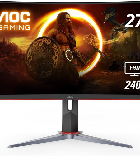 C27G2Z 27" Curved Frameless Ultra-Fast Gaming Monitor, FHD 1080P, 0.5Ms 240Hz, Freesync, HDMI/DP/VGA, Height Adjustable, 3-Year Zero Dead Pixel Guarantee, Black, 27" FHD Curved