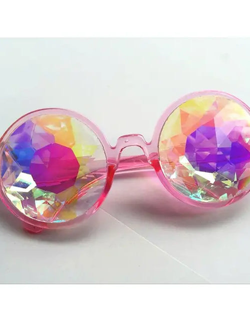 Load image into Gallery viewer, New Clear round Glasses Kaleidoscope Eyewears Crystal Lens Party Rave Music Festival Sunglasses Friend Gifts
