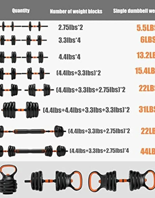 Load image into Gallery viewer, CANMALCHI Adjustable Dumbbells Weights Set 44Lbs for Indoor Workout Dumbbell Weight Barbell Perfect

