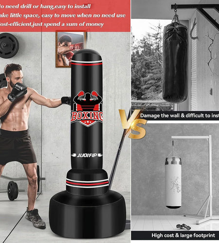 Punching Bag with Stand Adult 70”- Freestanding Heavy Boxing Punching Bag with Boxing Gloves and Electric Air Pump, Women Men Stand Kickboxing Bags for Training MMA Muay Thai Fitness Beginners