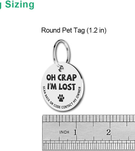 Stainless Steel QR Code Pet ID Tags Dog Tags - Pet Online Profile - Scan QR Receive Instant Pet Location Alert Email