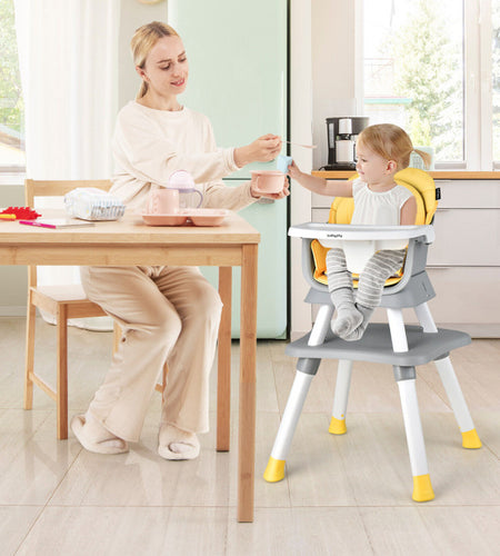 6-In-1 Convertible Baby High Chair with Adjustable Removable Tray