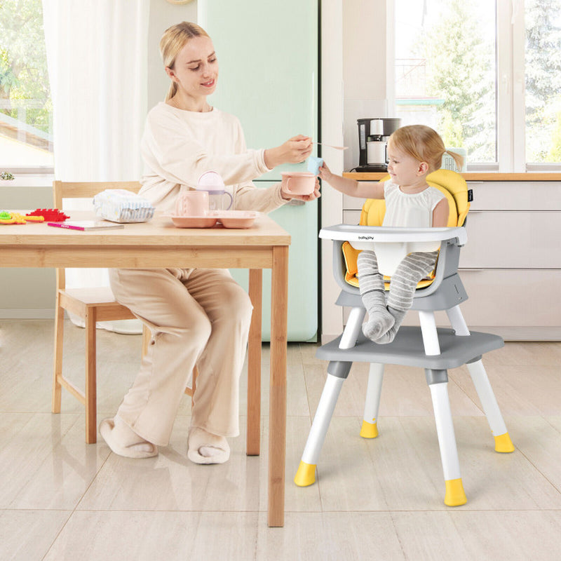 6-In-1 Convertible Baby High Chair with Adjustable Removable Tray