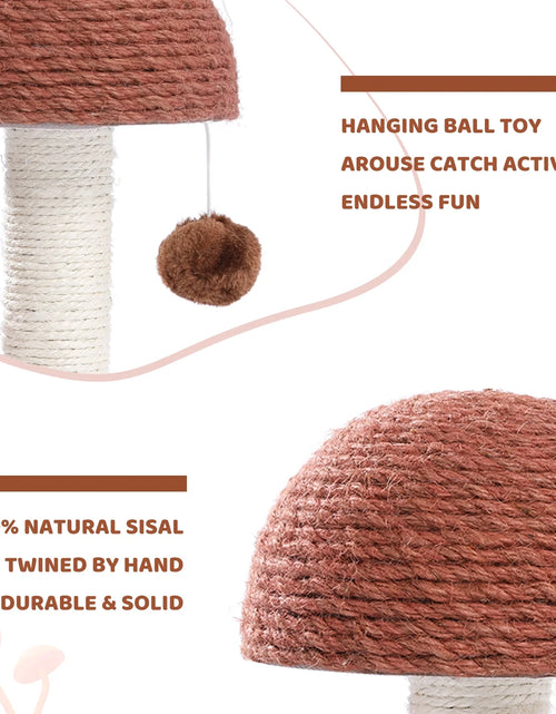 Load image into Gallery viewer, 2 Mushrooms Cat Scratching Post 19&quot; Sisal Claw Scratcher for Kittens and Small Cats, Brown
