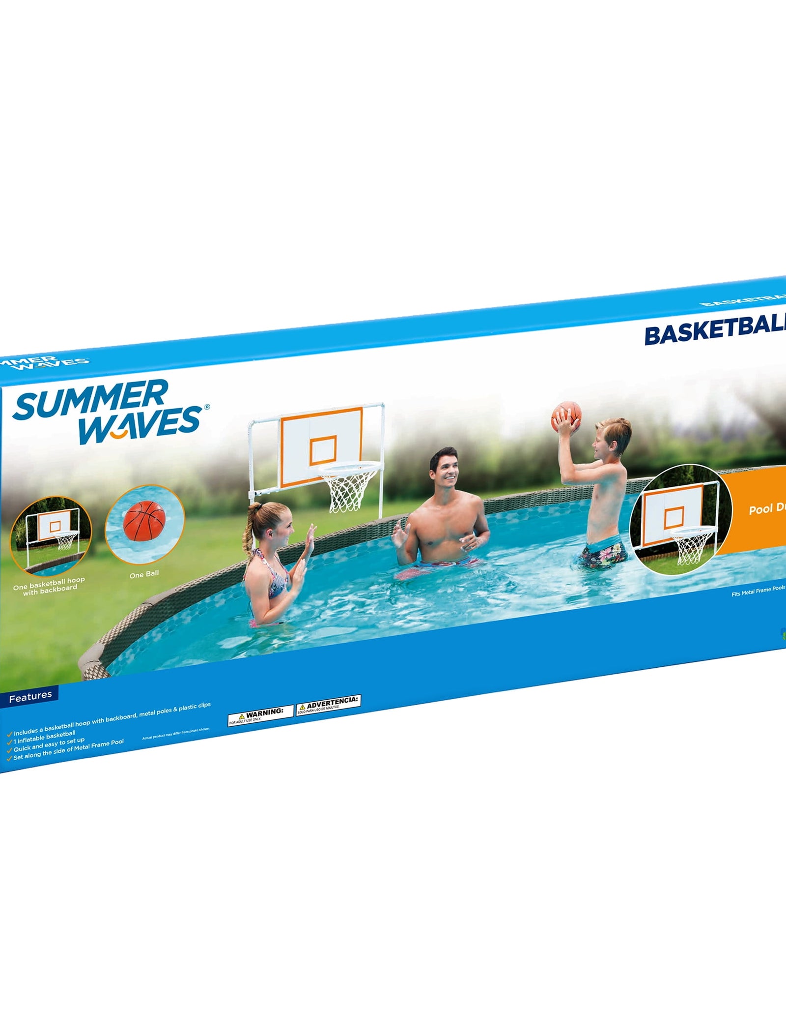 3.6Ft X 37 Inches Basketball Set with Basketball Hoop Backboard & Rim, for Metal Frame above Ground Pools, White, Inflatable Basketball Included, Adults, Unisex