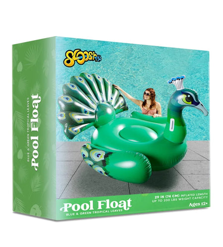 Inflatable Peacock Pool Float, Giant Green Peacock Ride on Raft for Summer Pool, Beach Floaties, Party Decoration Toys, Inflatable Island, Summer Pool Raft Lounge for Adults & Kids