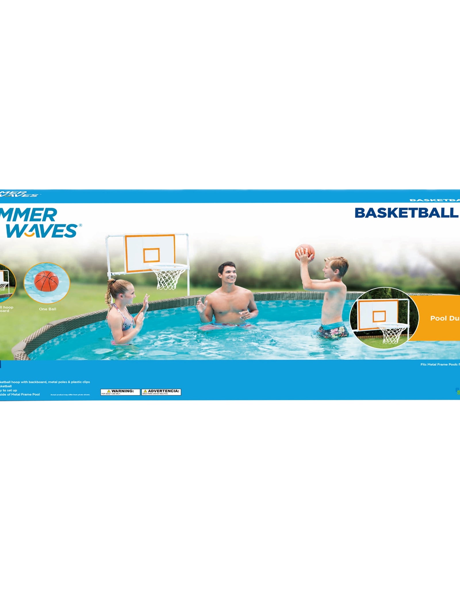 3.6Ft X 37 Inches Basketball Set with Basketball Hoop Backboard & Rim, for Metal Frame above Ground Pools, White, Inflatable Basketball Included, Adults, Unisex