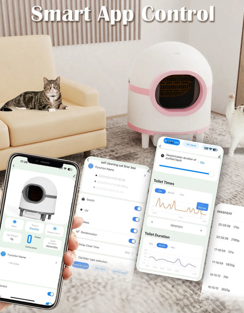 Load image into Gallery viewer, Automatic Cat Litter Box, Safety Protection Self Cleaning Litter Box for Multiple Cats with Deodorizer &amp; Mat &amp; Liner, Double Odor Removal
