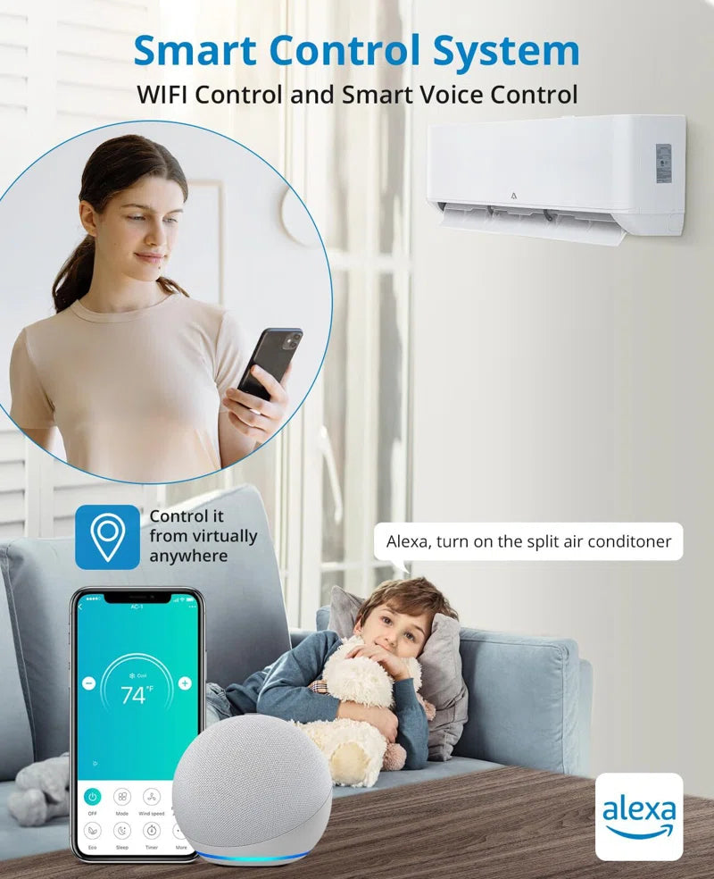 18000 BTU Ductless Mini Split Air Conditioner with Remote Included