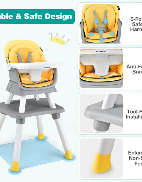 Load image into Gallery viewer, 6-In-1 Convertible Baby High Chair with Adjustable Removable Tray
